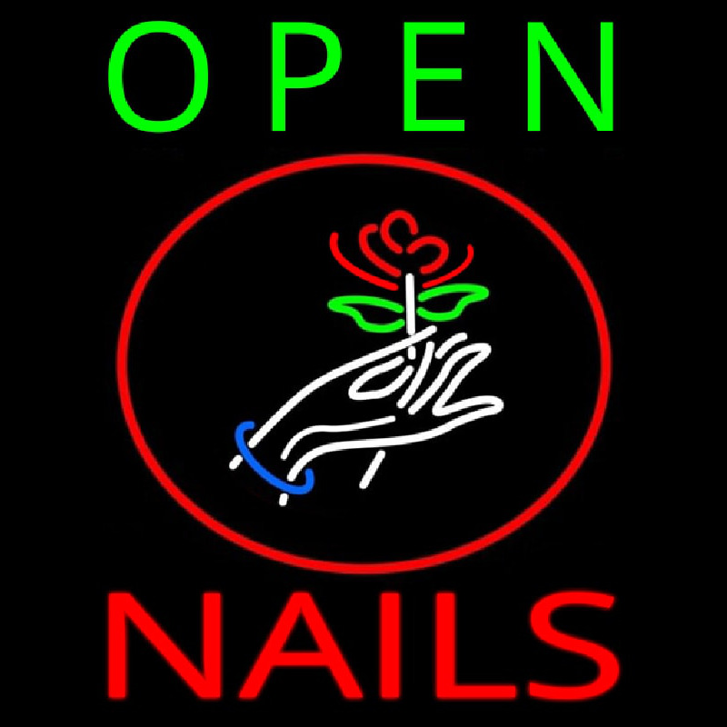 Nails Open Logo Neon Skilt