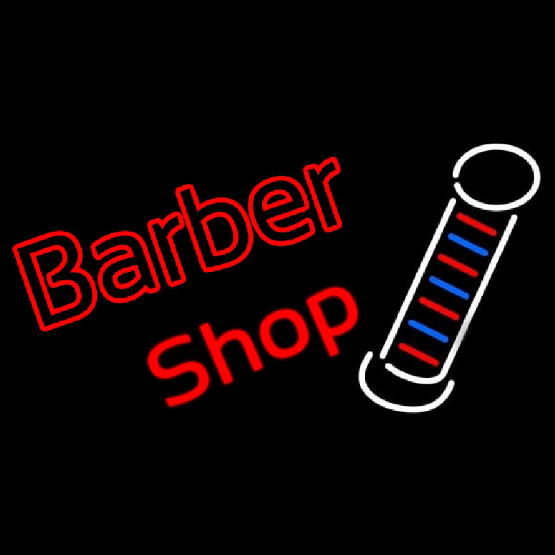 Double Stroke Red Barber Shop Neon Skilt