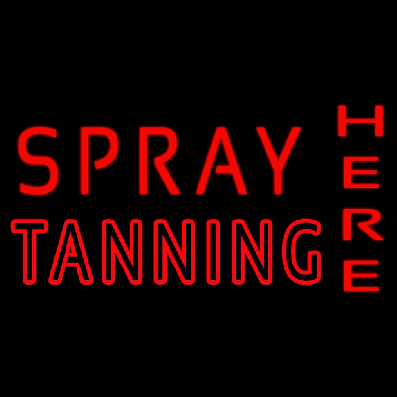 Red Spray Tanning Here Neon Skilt