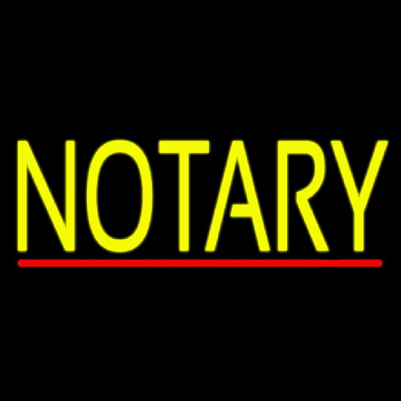 Yellow Notary With Red Line Neon Skilt