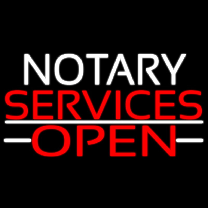 Notary Services Open Neon Skilt