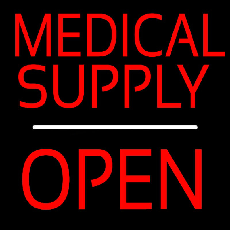 Medical Supply Script1 Open White Line Neon Skilt