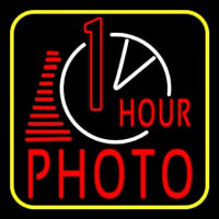 1 Hour Photo With Clock Icon Neon Skilt