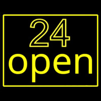 24 Open With Yellow Border Neon Skilt