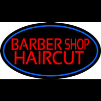 Barbershop Haircut With Blue Border Neon Skilt