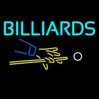 Billiards Hand And Cue Neon Skilt