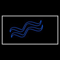 Blue Aquarius Logo White Border Neon Skilt