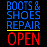 Blue Boots And Shoes Repair Open Neon Skilt