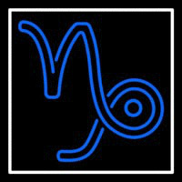 Blue Capricorn Logo White Border Neon Skilt