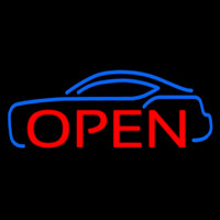 Blue Car Open Neon Skilt