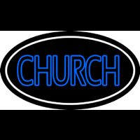 Blue Double Stroke Church Neon Skilt