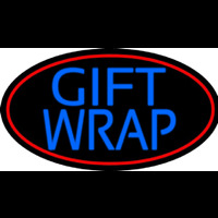 Blue Gift Wrap With Red Oval Neon Skilt