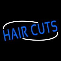 Blue Hair Cuts Neon Skilt