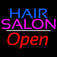 Blue Hair Salon Open White Line Neon Skilt