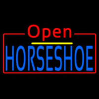 Blue Horseshoe Open Neon Skilt