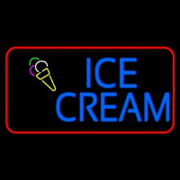 Blue Ice Cream With Red Border Neon Skilt