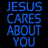 Blue Jesus Cares About You Neon Skilt