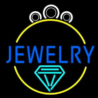 Blue Jewelry Center Ring Logo Neon Skilt