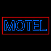 Blue Motel Double Stroke And Red Border Neon Skilt