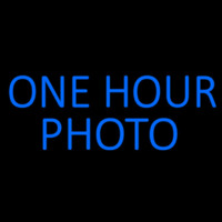 Blue One Hour Photo Block Neon Skilt