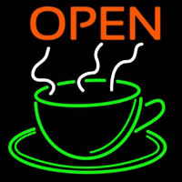 Blue Open Coffee Cup Neon Skilt