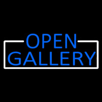 Blue Open Gallery With White Border Neon Skilt