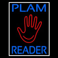 Blue Palm Reader White Border Neon Skilt