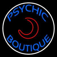 Blue Psychic Boutique White Border Neon Skilt