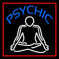 Blue Psychic Logo With Red Border Neon Skilt