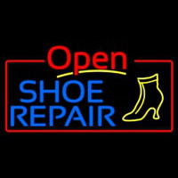 Blue Shoe Repair Open Neon Skilt