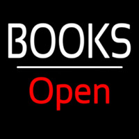 Books Open White Line Neon Skilt