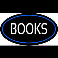 Books Oval Blue Neon Skilt