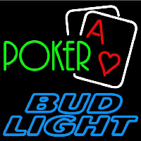 Bud Light Green Poker Beer Sign Neon Skilt