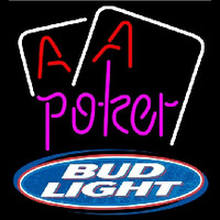 Bud Light Purple Lettering Red Aces White Cards Beer Sign Neon Skilt