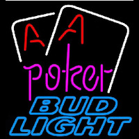 Bud Light Purple Lettering Red Aces White Cards Beer Sign Neon Skilt