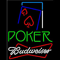 Budweiser Green Poker Red Heart Beer Sign Neon Skilt