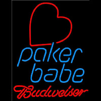 Budweiser Poker Girl Heart Babe Beer Sign Neon Skilt