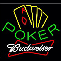 Budweiser Poker Yellow Beer Sign Neon Skilt