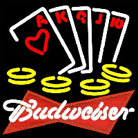 Budweiser Red Poker Ace Series Beer Sign Neon Skilt