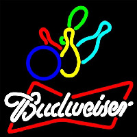 Budweiser White Colored Bowling Beer Sign Neon Skilt