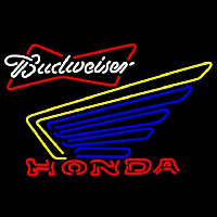 Budweiser White Honda Motorcycle Gold Wing Beer Sign Neon Skilt
