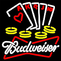 Budweiser White Poker Ace Series Beer Sign Neon Skilt