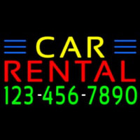 Car Rental With Phone Number Neon Skilt