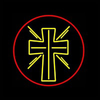 Christian Cross With Border Neon Skilt