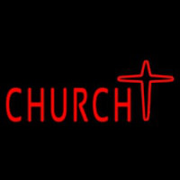 Church With Cross Logo Neon Skilt