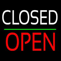 Closed Block Open Green Line Neon Skilt