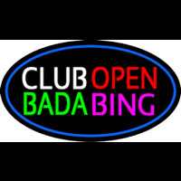 Club Open Bada Bing With Blue Border Neon Skilt