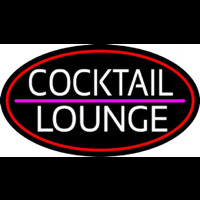 Cocktail Lounge Oval With Red Border Neon Skilt