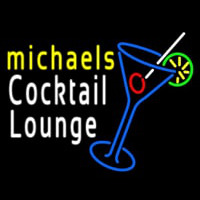 Cocktail Lounge With Martini Glass Neon Skilt