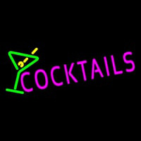 Cocktail with Green Cocktail Glass Neon Skilt